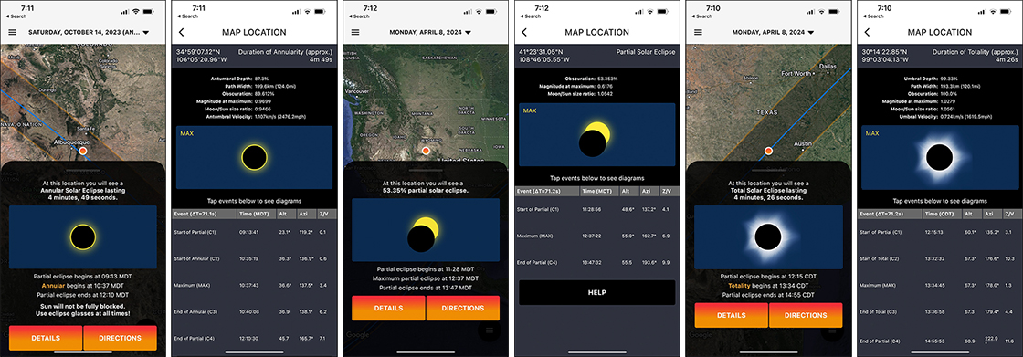 Eclipse Circumstances from Totality App