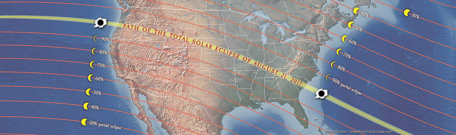 Map of 2017 Solar Eclipse Across America